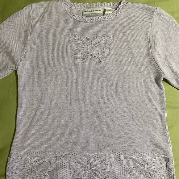 Alfred Dunner Women's Top Sweater Blouse Shirt PM Purple Chunky Cottage - Picture 2 of 5